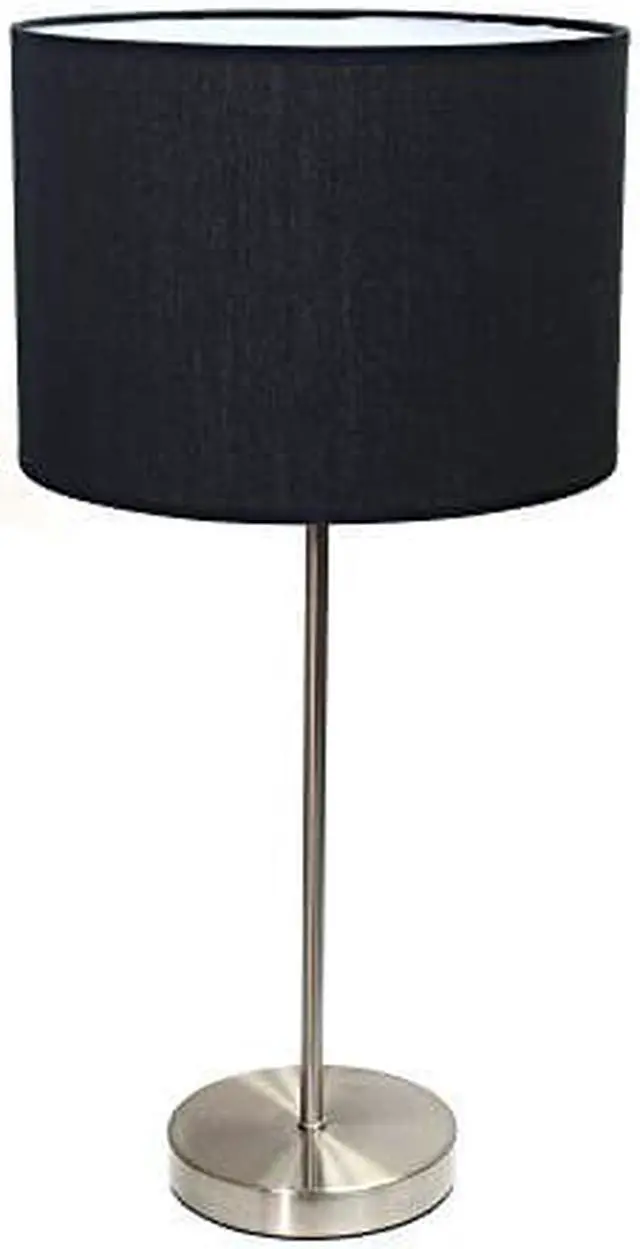 Alt view image 9 of 10 - Simple Designs Brushed Nickel Stick Lamp with Fabric Shade, Black