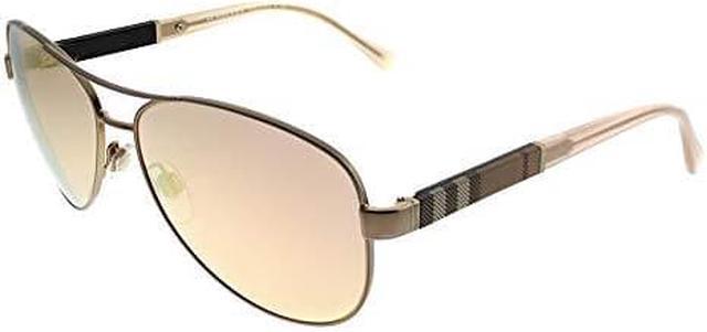 Burberry Womens BE3080 Sunglasses Matte Gold Brown Mirror Rose