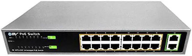 Alt view image 8 of 8 - BV-Tech 16 Port PoE+ Unmanaged Switch + 2 Gigabit Ethernet Uplink – 130W – 802.3at – POE-SW1602-E