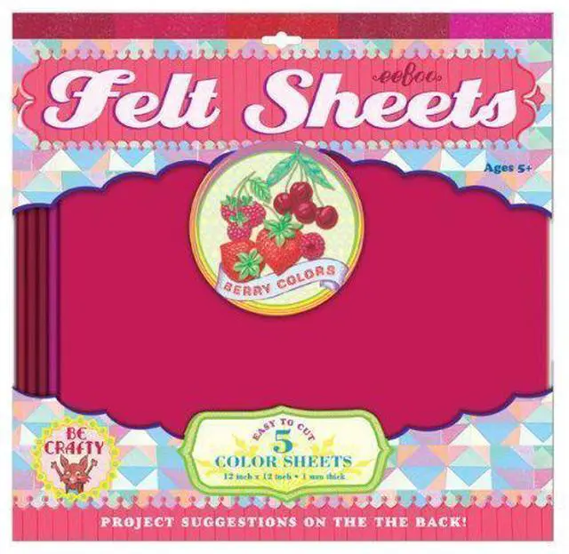 Alt view image 2 of 2 - eeBoo Red & Pink Berry Colors Felt Sheets, 5 sheets