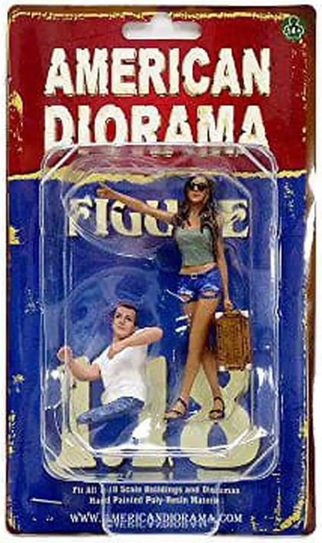 Alt view image 9 of 10 - Hitchhiker 2 piece Figurine Set (Green Shirt) for 1/18 Scale Model Cars by American Diorama