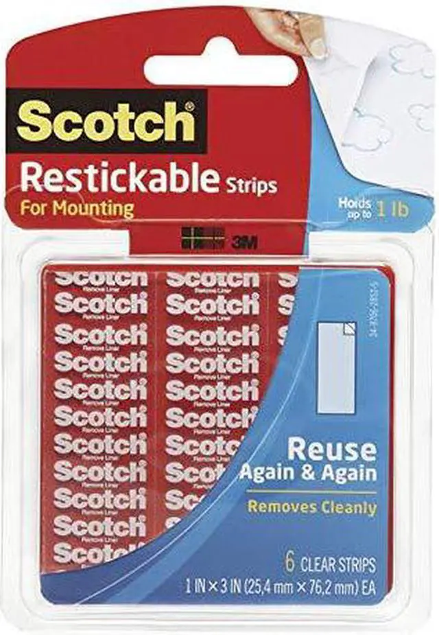 Alt view image 13 of 20 - Scotch Restickable Mounting Tabs 1" x 3" Clear 6/Pack R101