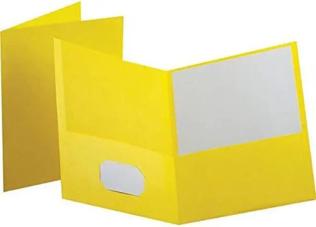 Alt view image 5 of 5 - Oxford Twin-Pocket Folder Embossed Leather Grain Paper Yellow 25/Box 57509