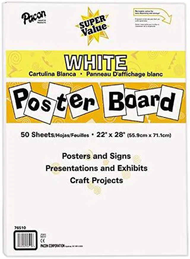 Alt view image 7 of 13 - Pacon Super Value Posterboard 22 x 28 White Single Pack of 50 sheets 76510