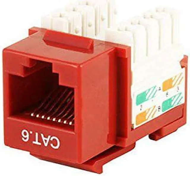 Alt view image 10 of 10 - Monoprice Cat6 Punch Down Keystone Jack for 22-24AWG Solid Wire, Red