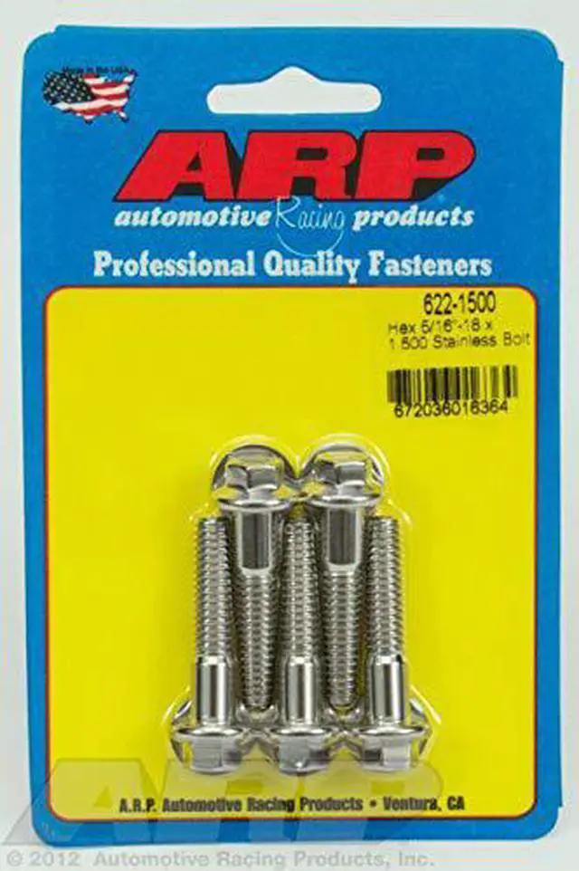 Alt view image 3 of 3 - ARP Universal Bolt 5/16-18 in Thread 1.500 in Long Stainless 5 pc P/N 622-1500