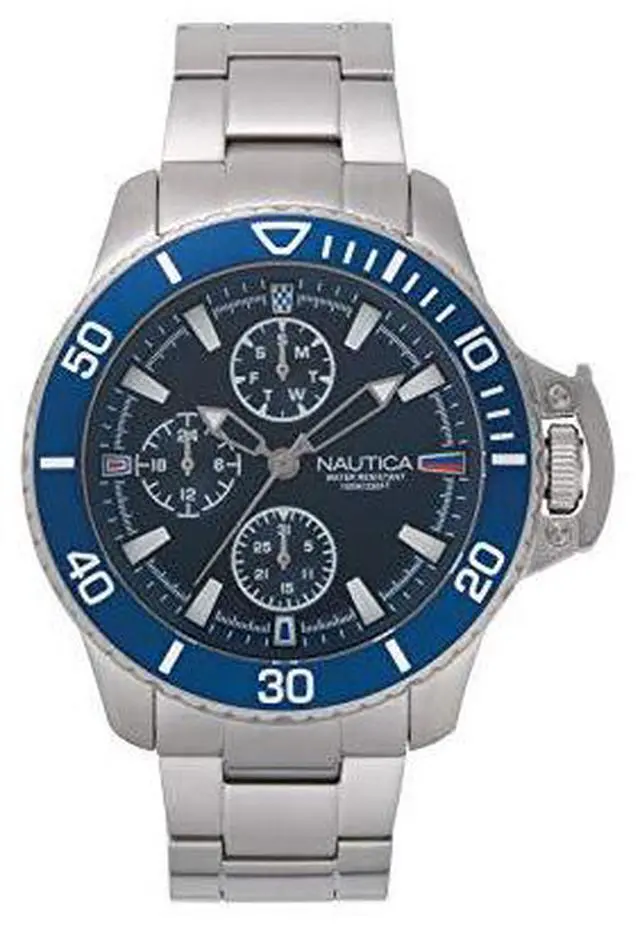 Alt view image 11 of 11 - Men's Nautica Bayside 45mm Stainless Steel Band Watch NAPBYS006