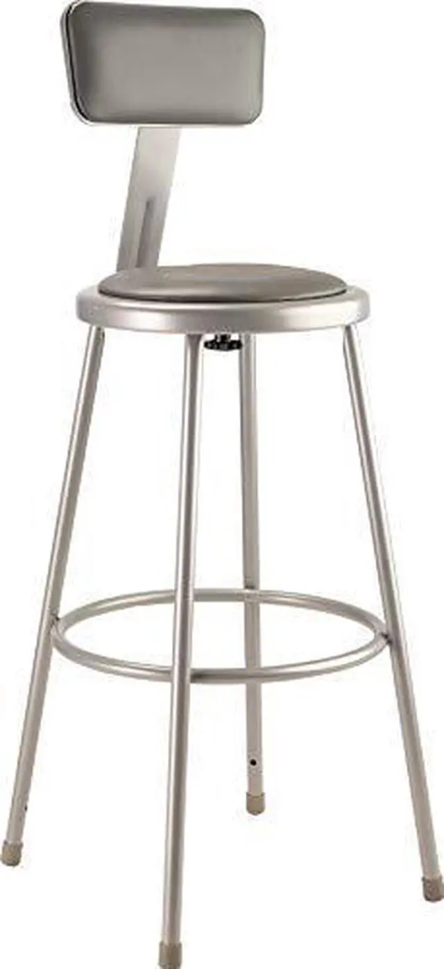 Alt view image 7 of 7 - NPS 6430B 6400 Series Heavy Duty Vinyl Padded Stool With Backrest - Supports 500 lb - 30" Seat Height - Gray Seat, Gray Back, Gray Base