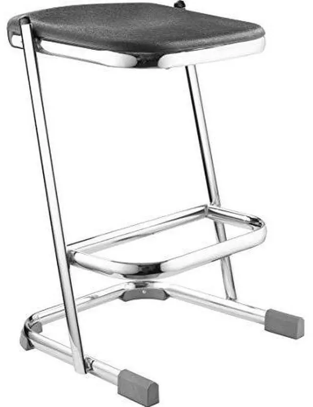 Alt view image 14 of 14 - NPS 6624 Series Elephant Z-Stool - Backless - Supports Up to 500 lb - 24" Seat Height - Black Seat, Chrome Frame