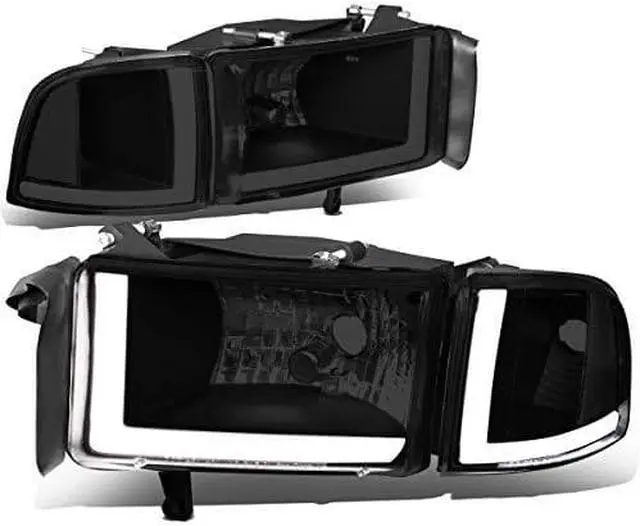 Alt view image 8 of 8 - DNA Motoring HL-LB2-DR944-BK-SM-CL1 For 1994 to 2002 Dodge Ram 1500 2500 3500 LED DRL Headlight Smoked Housing Clear Corner Headlamp 95 96 97 98 99 00 01 Left + Right