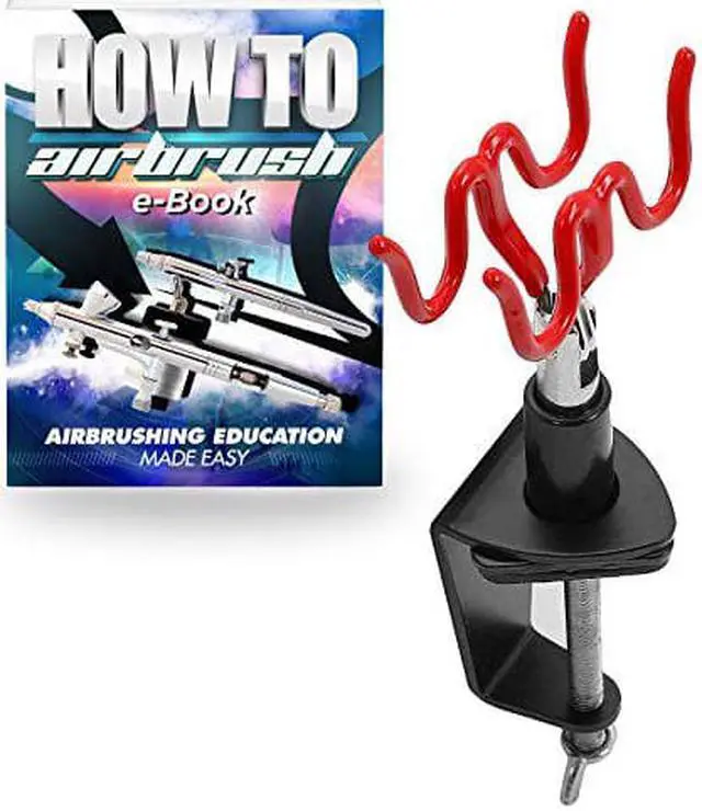 Alt view image 4 of 4 - PointZero Clamp-on Stand Table-mount Two Airbrush Holder Station