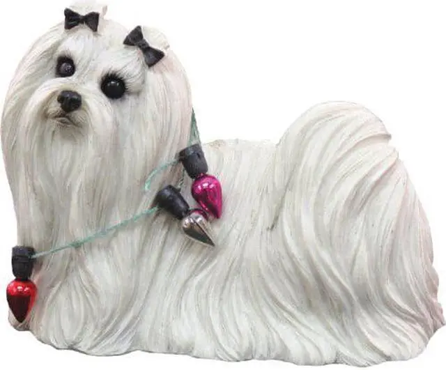 Alt view image 2 of 2 - Sandicast XSO09301 Maltese Wearing Holiday Lights Christmas Ornament Sculpture