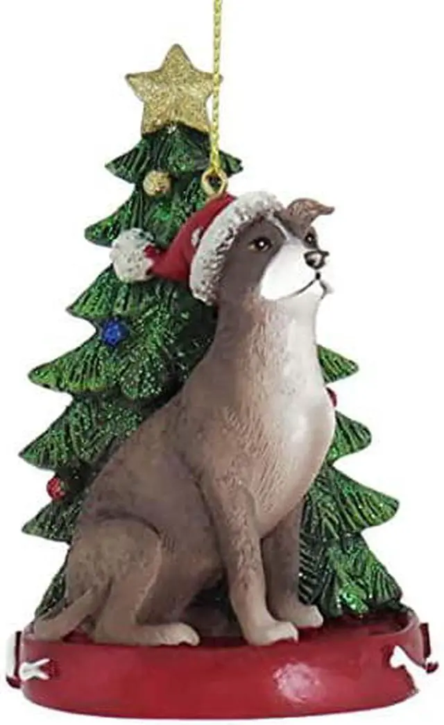 Main image of Kurt Adler American Pitbull Sitting by Christmas Ornament Pet Dog Animal Decoration C7954PB
