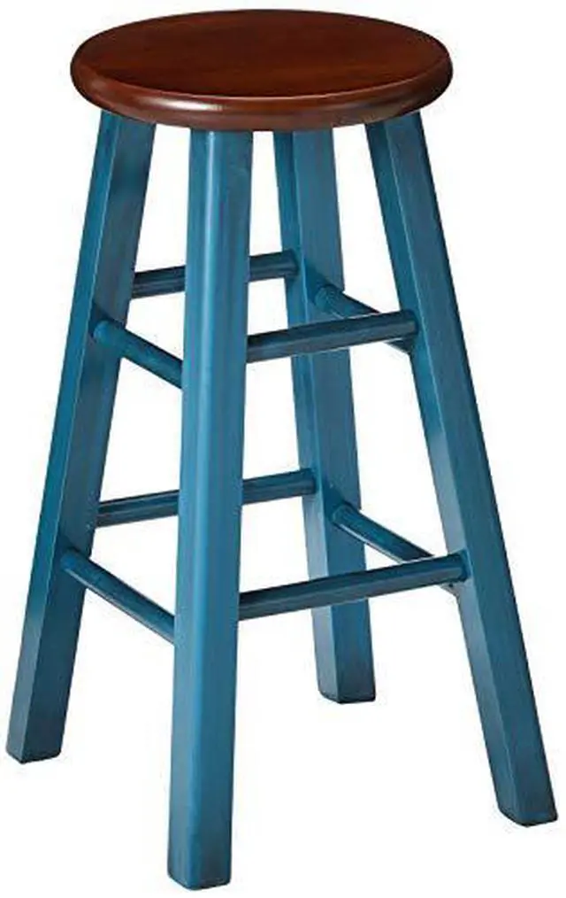 Alt view image 7 of 7 - Ivy 24" Counter Stool Rustic Teal w/ Walnut Seat 62224