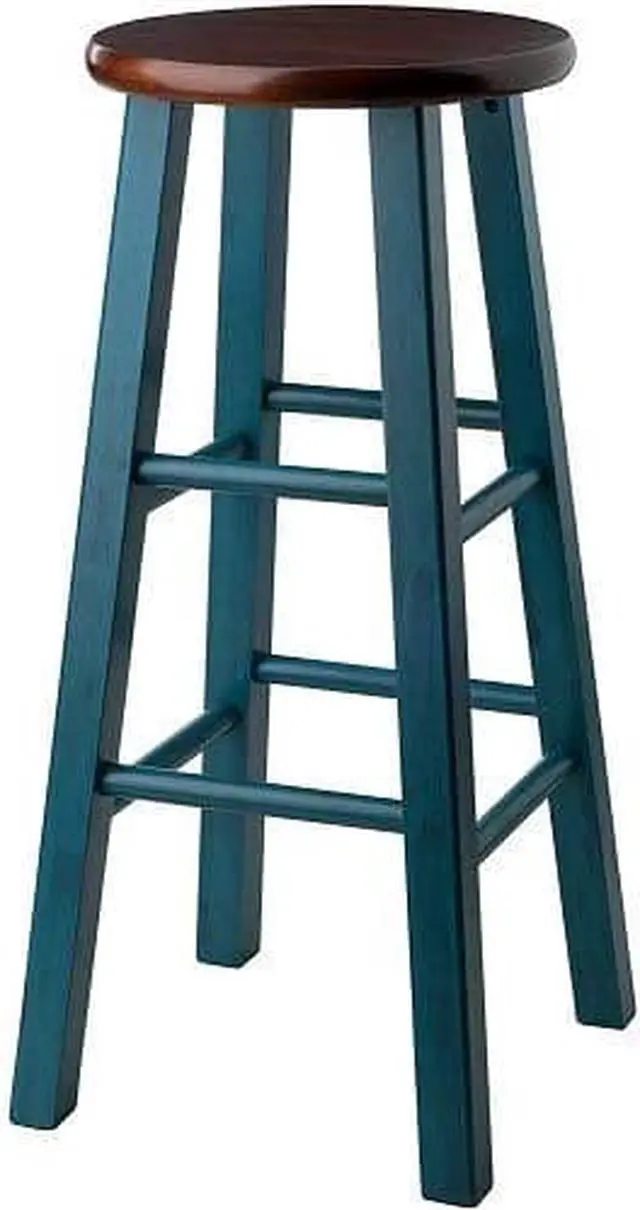 Alt view image 7 of 7 - Ivy 29" Bar Stool Rustic Teal w/ Walnut Seat 62230