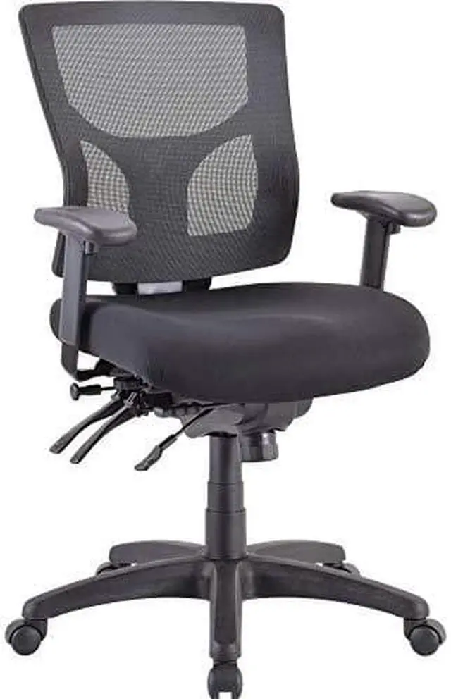 Alt view image 4 of 11 - Lorell Conjure Executive Mid-back Mesh Back Chair - Black Seat - Black Back - 5-star Base - 1 Each