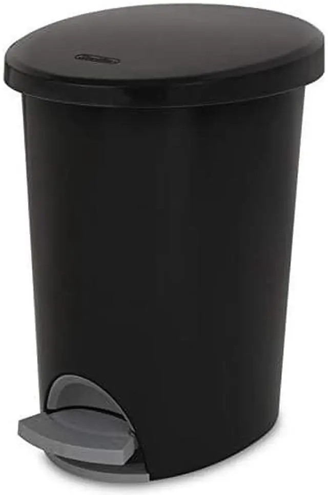 Main image of Sterilite Corp 10819002 Waste Basket Step On Black 2.6 G, standart, 2 g