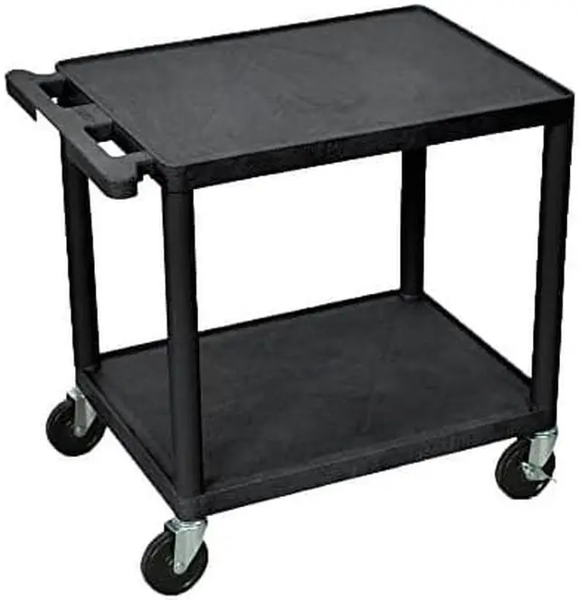 Alt view image 5 of 6 - Luxor 26"H Mobile Multipurpose Plastic Storage Utility AV Cart with 2 Shelves - Black