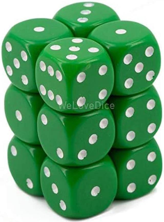 Alt view image 5 of 5 - D6 16mm Green w/White (12) MINT/New