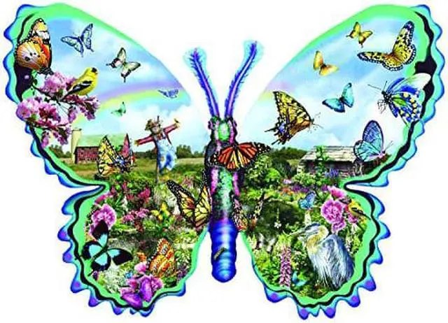 Alt view image 3 of 3 - Butterfly Farm 1000 pc Special Shaped Jigsaw Puzzle by SUNSOUT INC