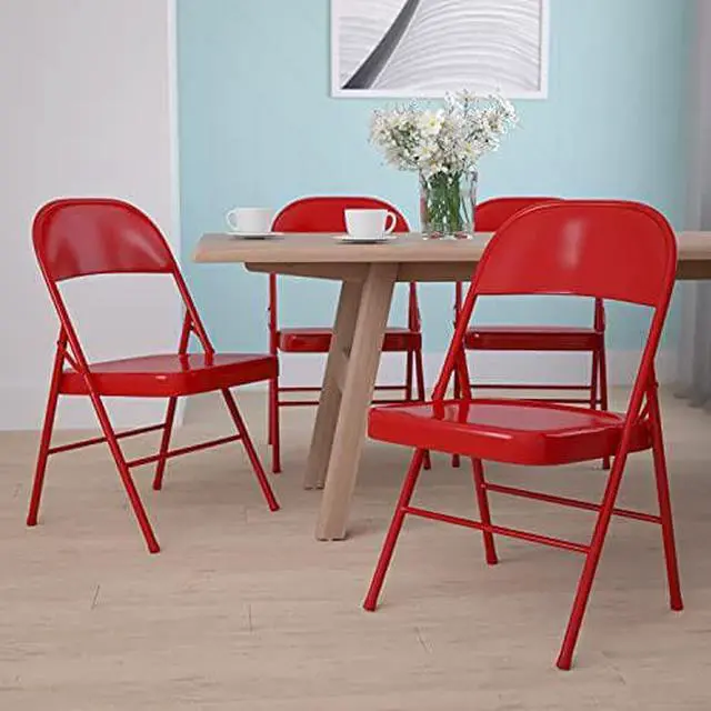 Main image of Flash Furniture 4 Pack HERCULES Series Double Braced Red Metal Folding Chair