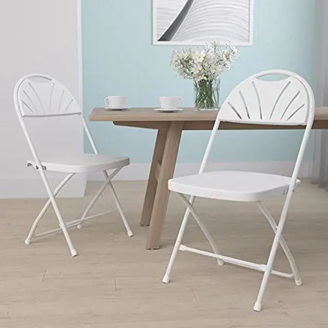 Main image of Flash Furniture 2 Pack HERCULES Series 650 lb. Capacity White Plastic Fan Back Folding Chair