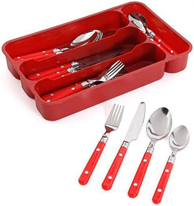 Alt view image 2 of 2 - Gibson Casual Living 24pc Flatware Set-Red