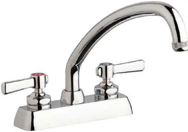 Alt view image 4 of 5 - CHICAGO FAUCET W4D-L9E1-369AB Low Arc Kitchen Faucet, Manual, 4" Mount, 2 Hole