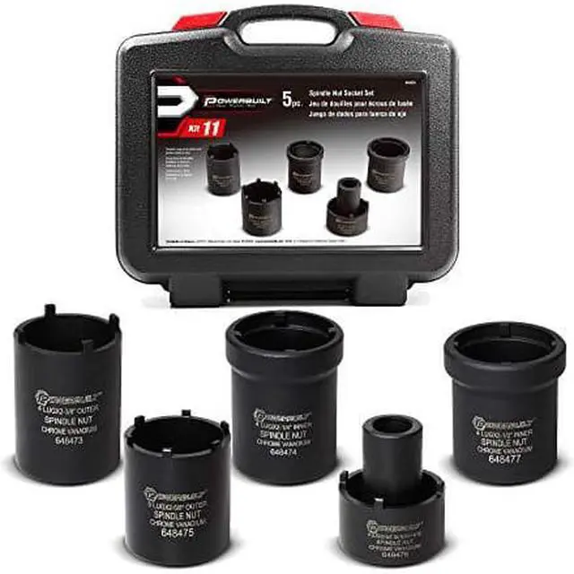 Main image of Powerbuilt 648636 5 pc Spindle Nut Socket Kit , Black