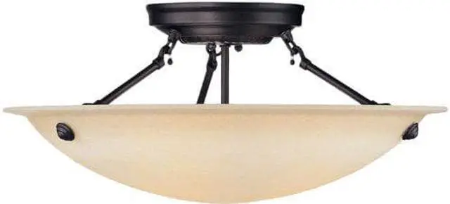Main image of Livex Lighting 5626-07 Home Basics 3 Light Bronze Semi Flush Mount with Honey Alabaster Glass