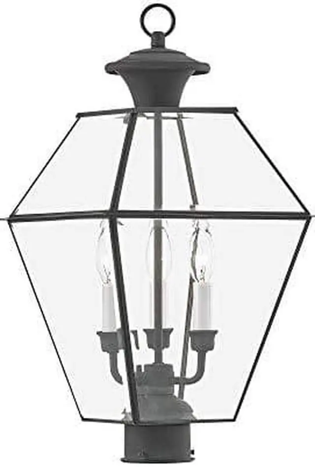 Main image of Livex Lighting 2384-61 Westover Charcoal 3 Light Outdoor Post Lantern