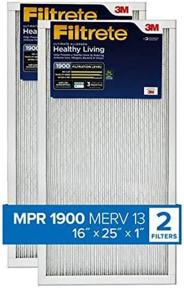 Main image of Filtrete 16x25x1, AC Furnace Air Filter, MPR 1900, Healthy Living Ultimate Allergen, 2-Pack (exact dimensions 15.719 x 24.72 x 0.78)