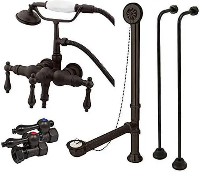 Alt view image 6 of 7 - Kingston Brass CCK19T5A Vintage Wall Mount Down Spout Clawfoot Tub Faucet Packag