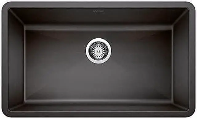 Main image of BLANCO, Anthracite 440149 PRECIS SILGRANIT Super Single Undermount Kitchen Sink, 32" X 19"