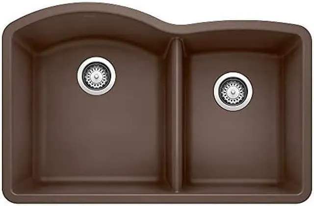 Alt view image 7 of 7 - Blanco 440177 Diamond 32" Double Basin Undermount Silgranit II Kitchen Sink with 60/40 Split, Cafe Brown