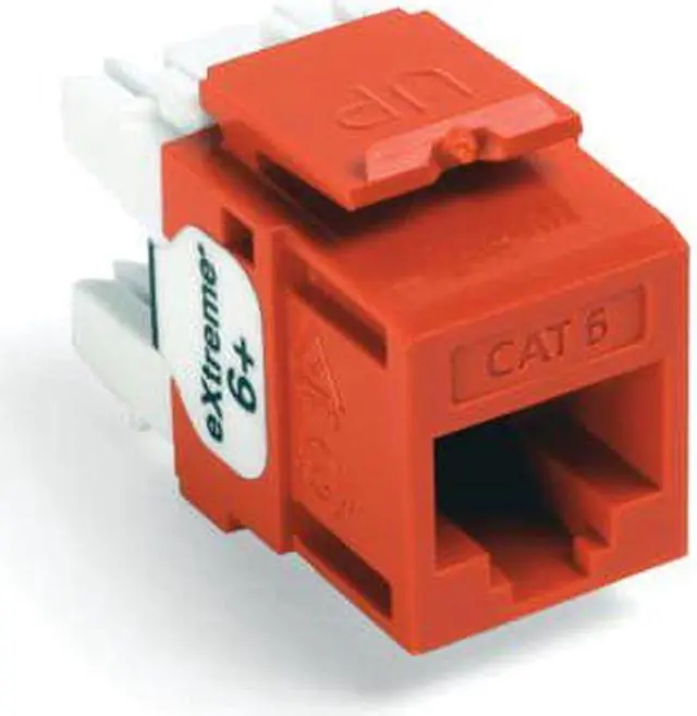 Main image of Leviton 61110-BO6 Extreme 6+ QuickPort Connector, CAT 6, Orange, 25-Pack