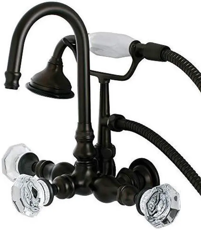 Alt view image 3 of 6 - Kingston Brass AE7T5WCL Aqua Eden Celebrity Wall Mount Clawfoot Tub Faucet, Oil Rubbed Bronze