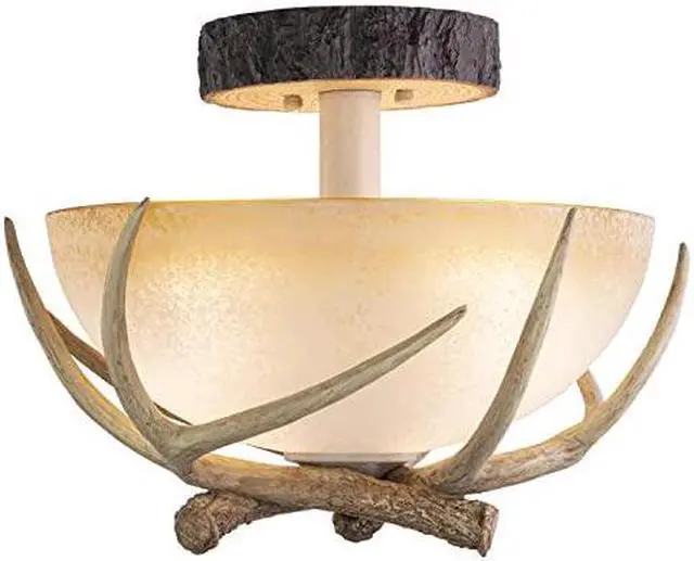 Alt view image 3 of 3 - Vaxcel CF33016NS Lodge Semi-Flush Mount 16 Noachian Stone Finish