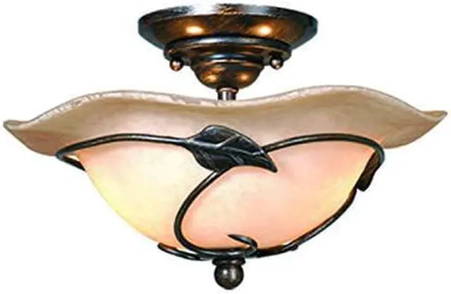 Main image of Vine 2L LED Black Rustic Semi Flush Ceiling Light or Fan Light Kit