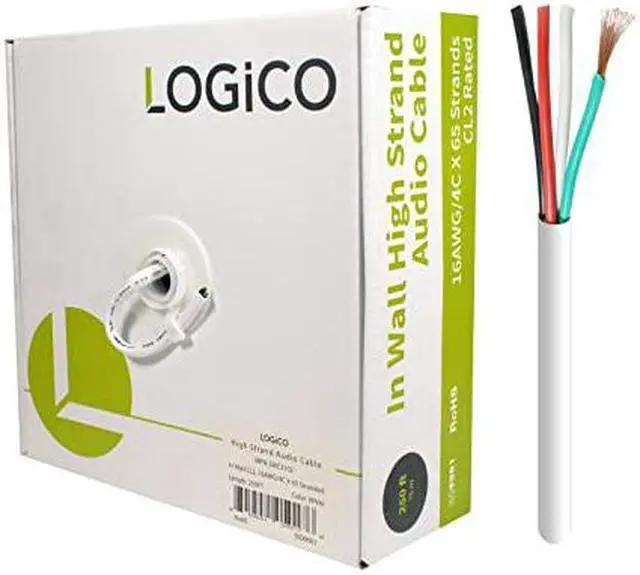Alt view image 4 of 4 - 250ft Speaker Wire 16AWG 4 Conductor 16/4 CL2 In-Wall Audio CCA Cable White