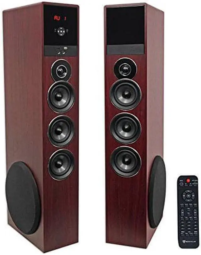 Alt view image 8 of 9 - Rockville TM150C Cherry Powered Home Theater Tower Speakers 10" Sub/Blueooth/USB