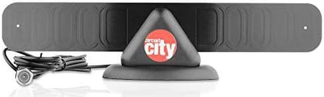 Alt view image 6 of 6 - Circuit City 25 Mile Mini Flat Digital Indoor HD TV Antenna with 10ft Cable and Stand (Black) 1080P UHF VHF Freeview HDTV Channels Updated 2019 Version