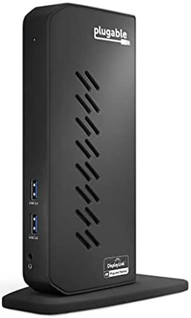 Alt view image 8 of 8 - Plugable USB 3.0 and USB-C Dual 4K Display Docking Station with DisplayPort and HDMI for Windows and Mac (Dual 4K DisplayPort & HDMI, Gigabit Ethernet, Audio, 6 USB Ports) Vertical