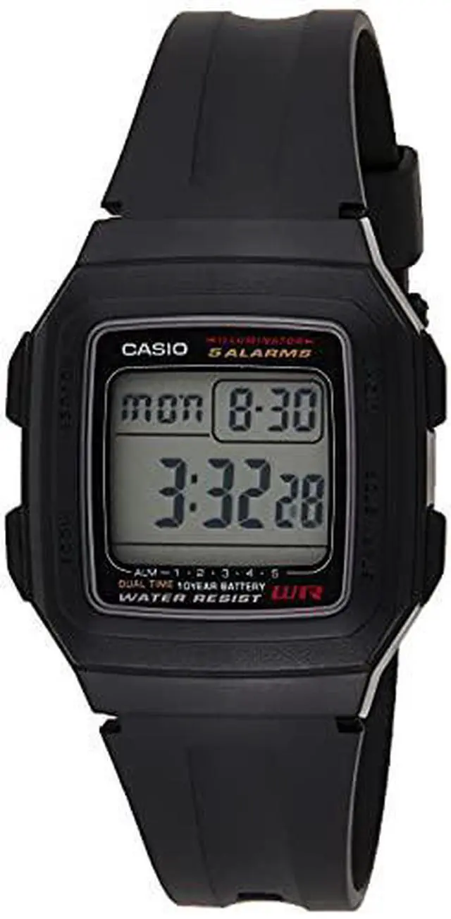 Alt view image 8 of 15 - Men's Casio Classic Digital All Black Watch F201WA-1A F201WA-1AV