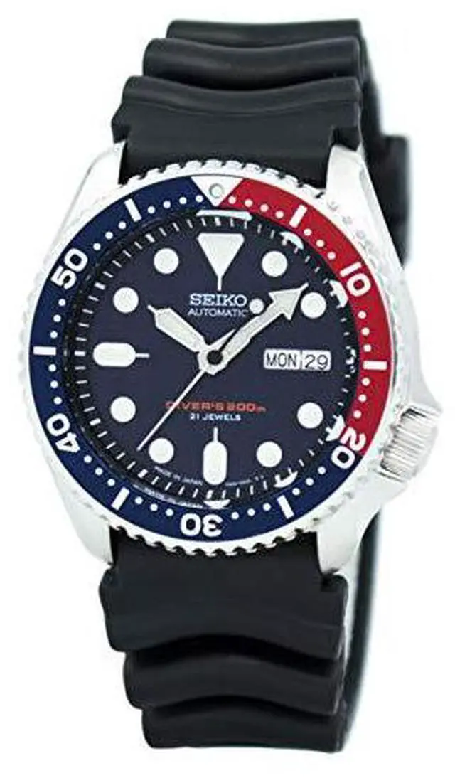Alt view image 6 of 13 - Seiko Divers Automatic Black/Blue Dial Black Rubber Mens Watch SKX009J1