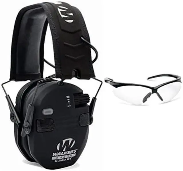 Alt view image 4 of 4 - Walker’s Razor Slim Electronic Quad Muff (Black) with Shooting Glasses (Clear)