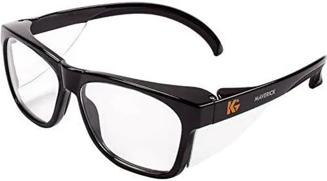Alt view image 5 of 5 - kleenguard kleenguard maverick safety glasses with intergrated side shields 1 pair 49309 clear antifog lens with black frame