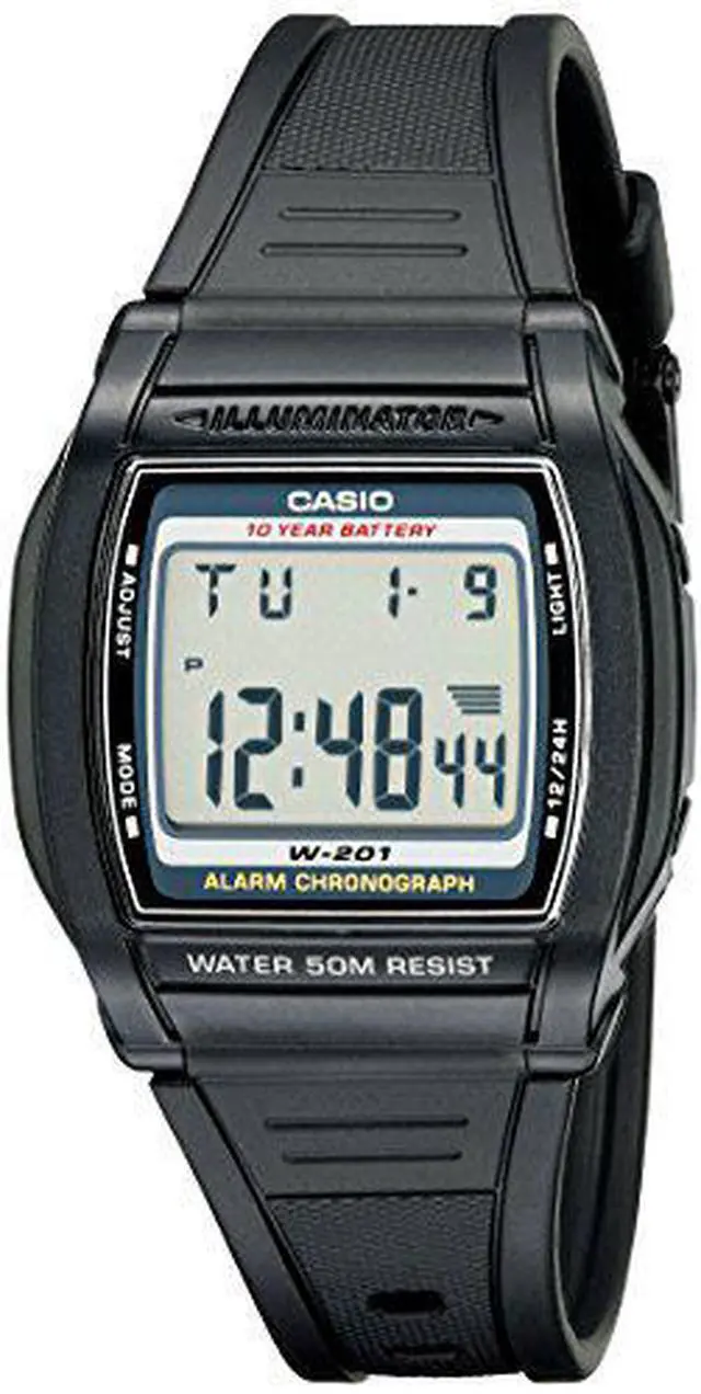 Alt view image 7 of 7 - Casio Men's W201-1AV Alarm Illuminator Watch