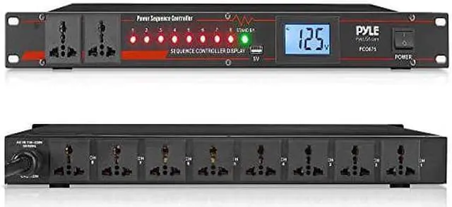 Alt view image 9 of 9 - 10 outlet power sequencer conditioner  13 amp 2000w rack mount pro audio digital power supply controller regulator w/voltage readout, surge protector, for home theater stage/studio use  pyle pco875