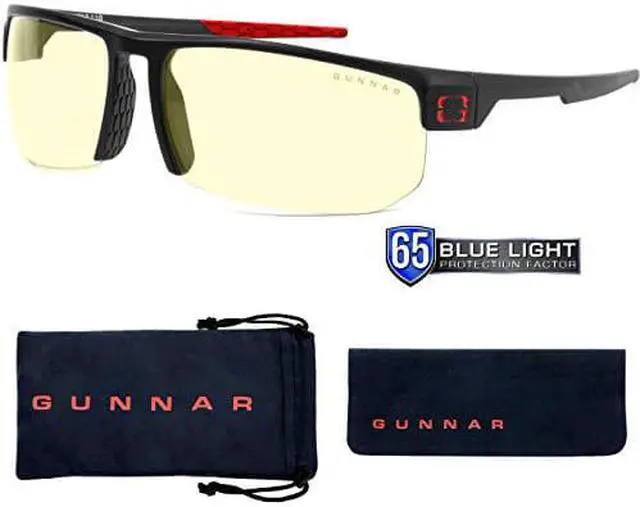 Alt view image 8 of 8 - Gunnar Torpedo Gaming Glasses with interchangeable lens for Gaming and Sunlight, Onyx Frames, Amber & Sun Lenses, 65% Blue Light and 100% UV Protection, TR3-00101